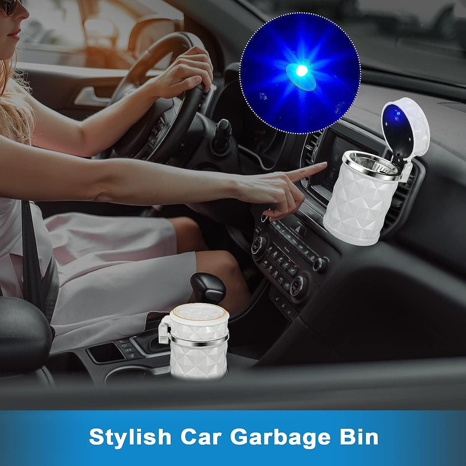 7932 Car Cupholder Travel Ashtray with Lid and LED Light, Portable with Blue LED Light Ideal Decorative Cigar Ash Bucket, Cigarette Ashtray, Car Waste Bin 7932 Car Cupholder Travel Ashtray with Lid and LED Light, Portable with Blue LED Light Ideal Decorative Cigar Ash Bucket, Cigarette Ashtray, Car Waste Bin